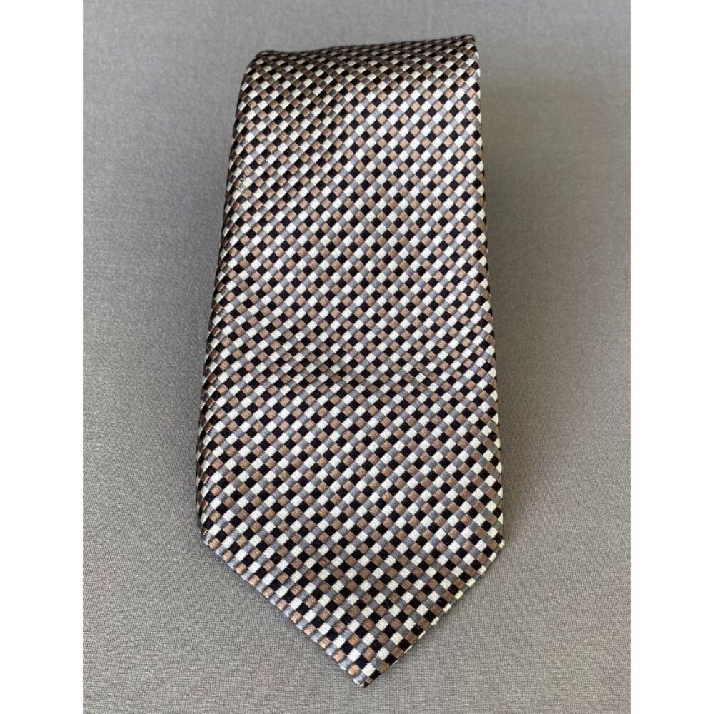 Vintage Corsini Sevenfold Collection Silk Tie Brown Basket Weave 58" Wide 3.5"